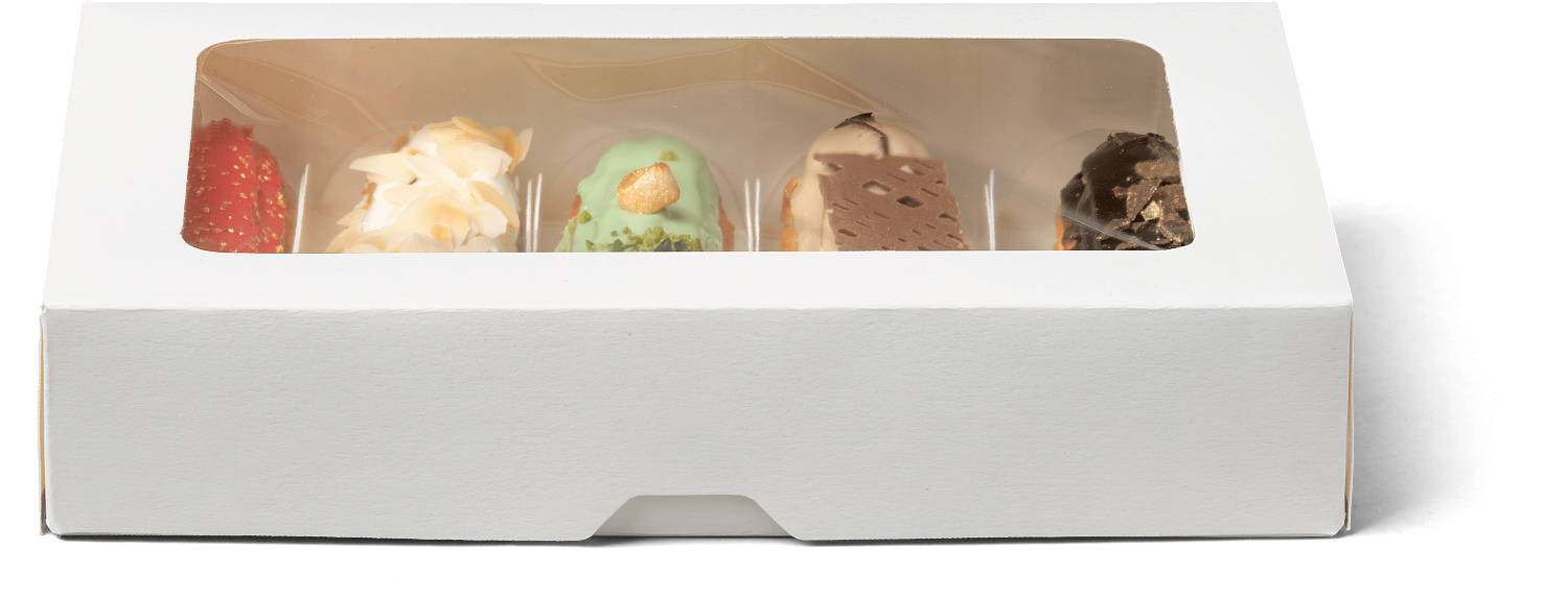 Новинка в ассортименте - упаковка для эклеров - ForG ECLAIR 5 Белый (150 шт./кор.)