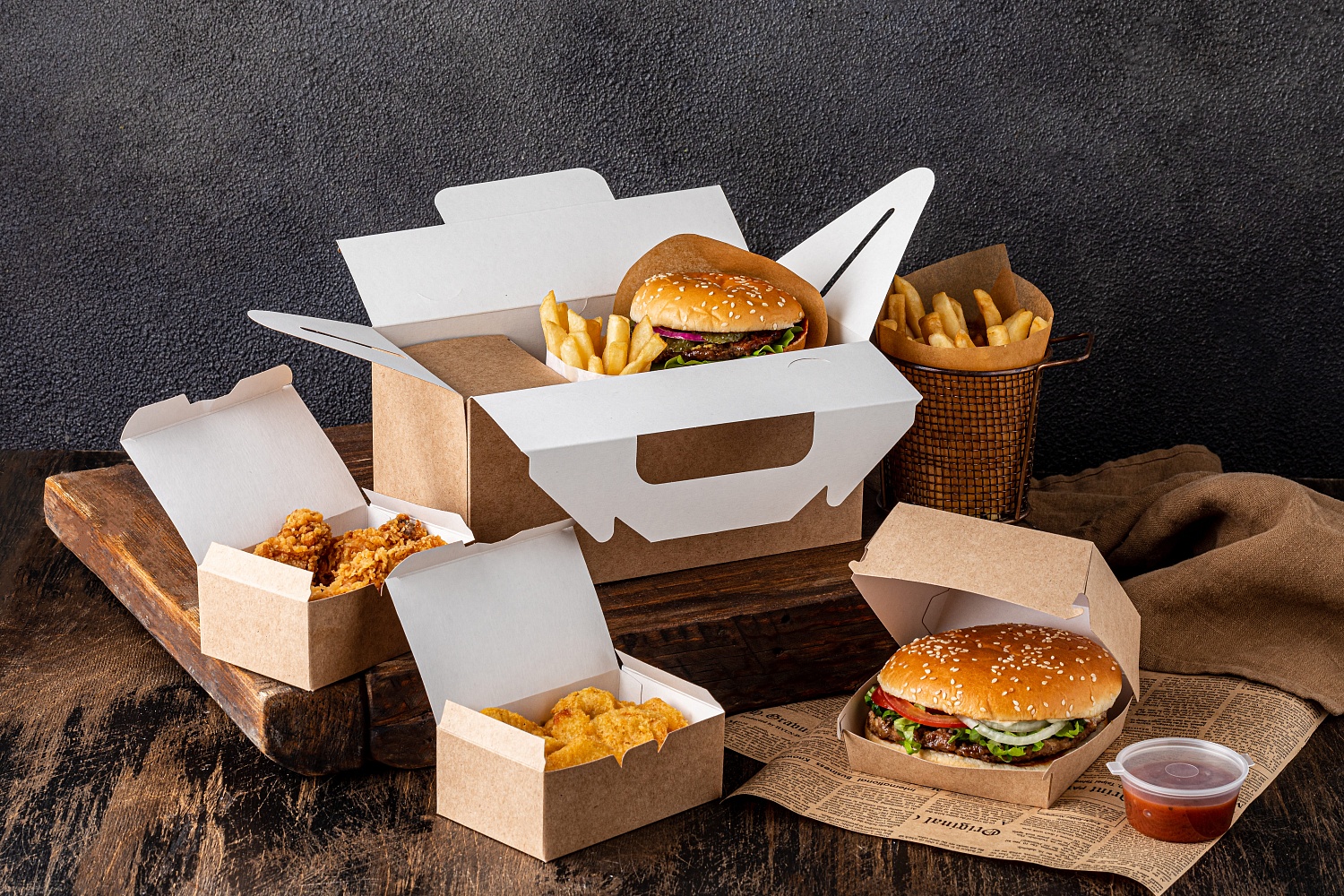 Новинка в ассортименте - картонная упаковка с ручками для сегмента Take Away